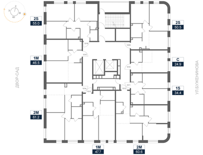 Студия, 60 м²