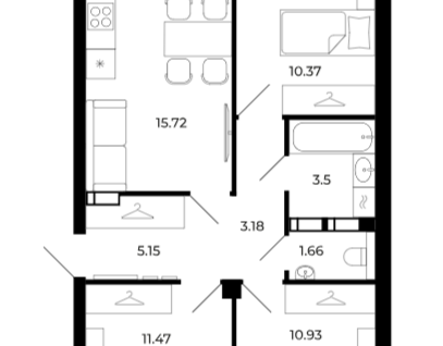 3-к. квартира, 64,4&nbsp;м²