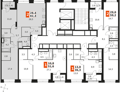 3-к. квартира, 82&nbsp;м²