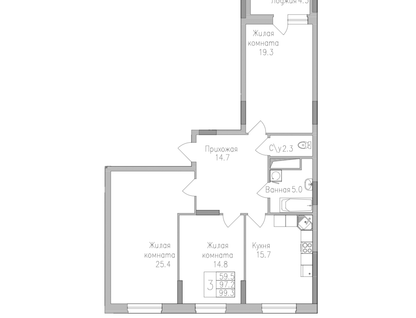3-к. квартира, 99,4 м²