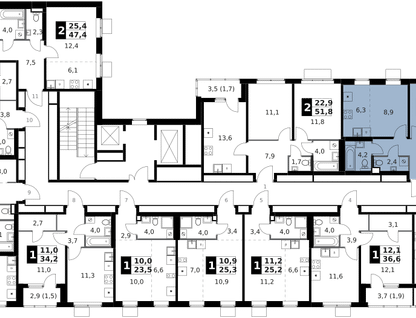 3-к. квартира, 62 м²