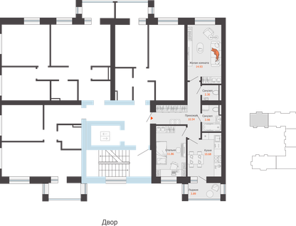 2-к. квартира, 56&nbsp;м²