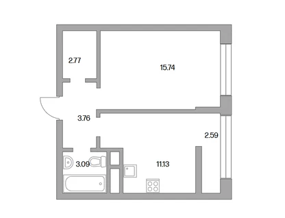 1-к. квартира, 40,7&nbsp;м²