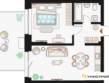 1-к. квартира, 47&nbsp;м²