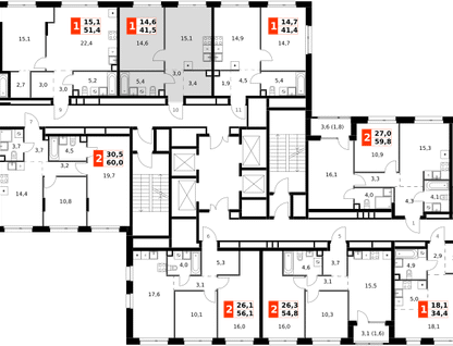 1-к. квартира, 41 м²