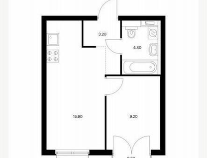 1-к. квартира, 33,3 м²
