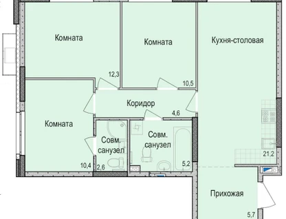 3-к. квартира, 72&nbsp;м²