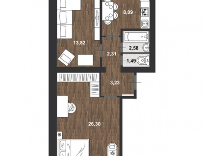 2-к. квартира, 58,4&nbsp;м²