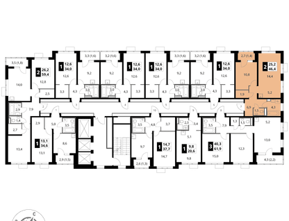 2-к. квартира, 46&nbsp;м²