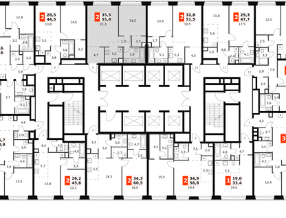 2-к. квартира, 55&nbsp;м²