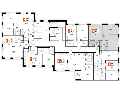 2-к. квартира, 68 м²