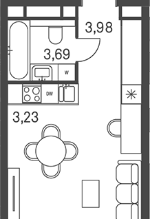 Студия, 25,8&nbsp;м²