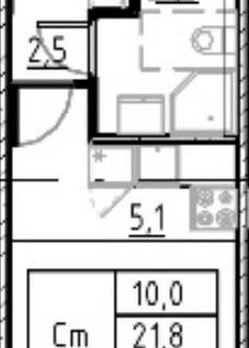 Студия, 21,8 м²