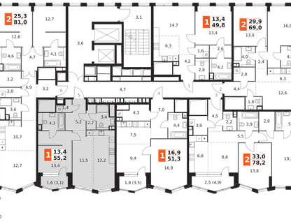 2-к. квартира, 55 м²