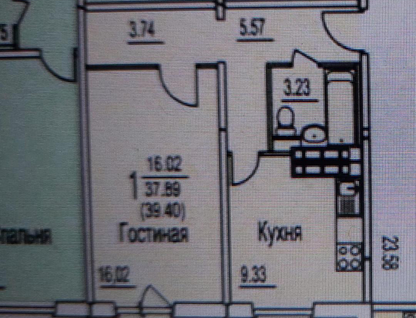 1-к. квартира, 39,4&nbsp;м²