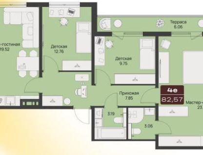 4-к. квартира, 82,6&nbsp;м²