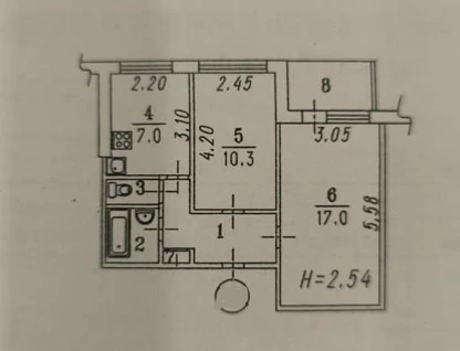 2-к. квартира, 45&nbsp;м²