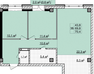 3-к. квартира, 69,8&nbsp;м²