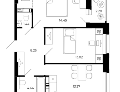 2-к. квартира, 54,8&nbsp;м²