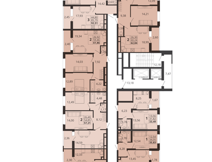 2-к. квартира, 64 м²