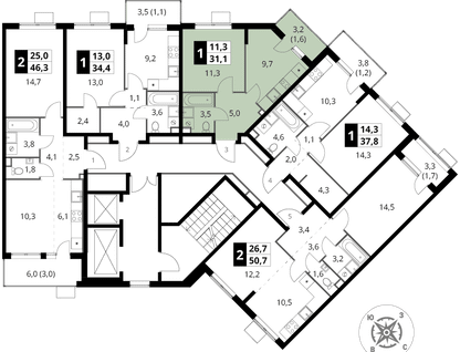 1-к. квартира, 31&nbsp;м²