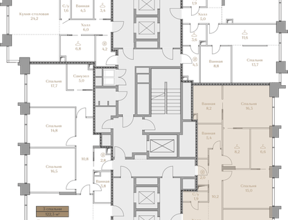 3-к. квартира, 131 м²