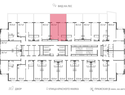 1-к. квартира, 45 м²