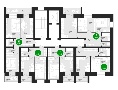 1-к. квартира, 41 м²
