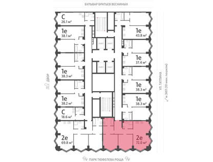 2-к. квартира, 72&nbsp;м²