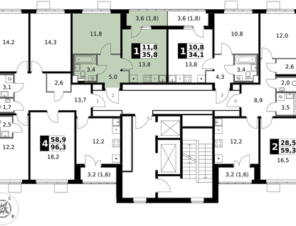 1-к. квартира, 35 м²