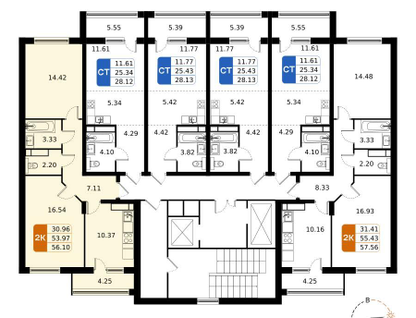2-к. квартира, 56&nbsp;м²