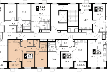 2-к. квартира, 52&nbsp;м²