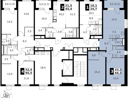 3-к. квартира, 68 м²