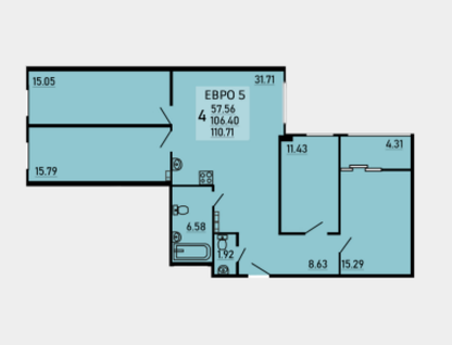 4-к. квартира, 110,7&nbsp;м²