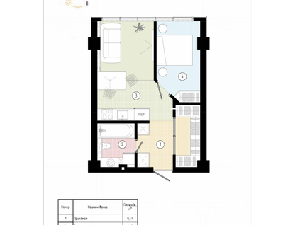 1-к. квартира, 37&nbsp;м²