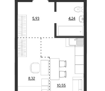 1-к. квартира, 29&nbsp;м²