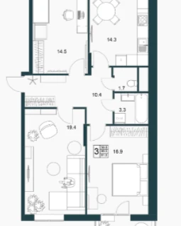 3-к. квартира, 81,5&nbsp;м²