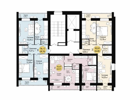 2-к. квартира, 56 м²