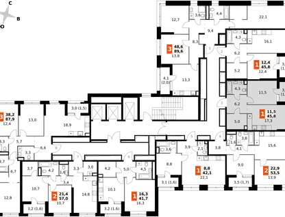 1-к. квартира, 45 м²