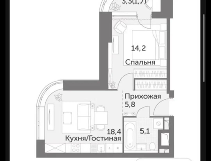 2-к. квартира, 45,5 м²