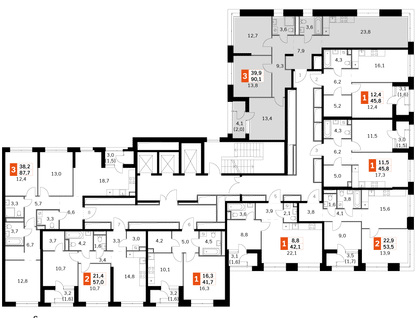 3-к. квартира, 89 м²