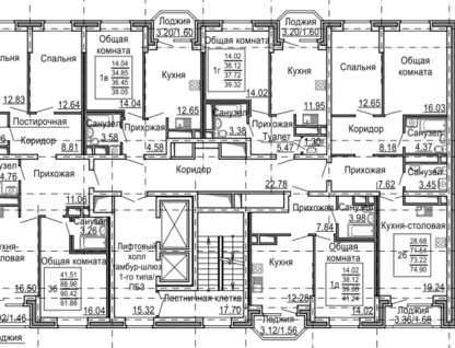2-к. квартира, 74&nbsp;м²