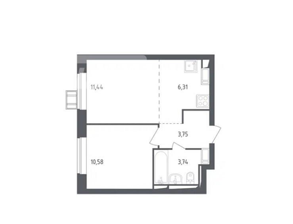 1-к. квартира, 35,5&nbsp;м²