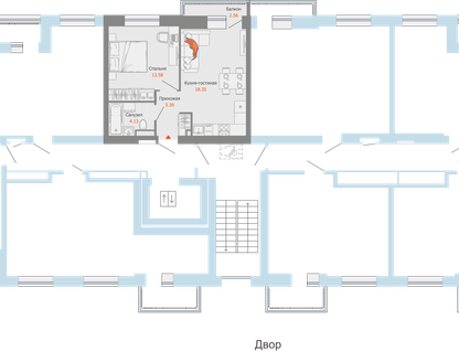 2-к. квартира, 40&nbsp;м²