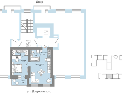 2-к. квартира, 46&nbsp;м²