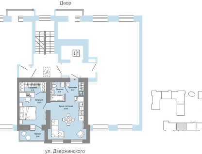 2-к. квартира, 46&nbsp;м²