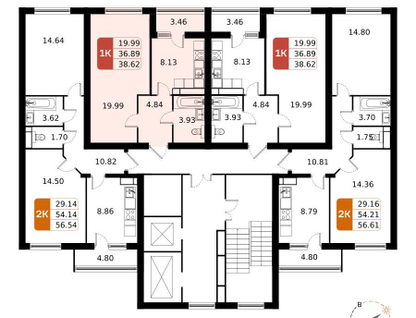 1-к. квартира, 38&nbsp;м²