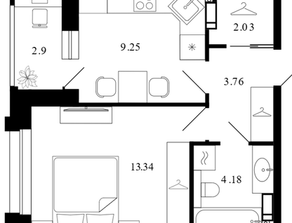 1-к. квартира, 35,8&nbsp;м²