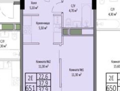 2-к. квартира, 37,9&nbsp;м²