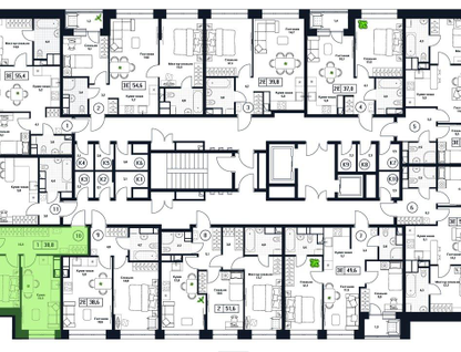 1-к. квартира, 38&nbsp;м²